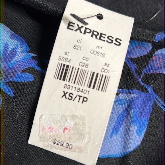 EXPRESS XS BLACK AND BLUE FLORAL MINI SKIRT New - Picture 4 of 5